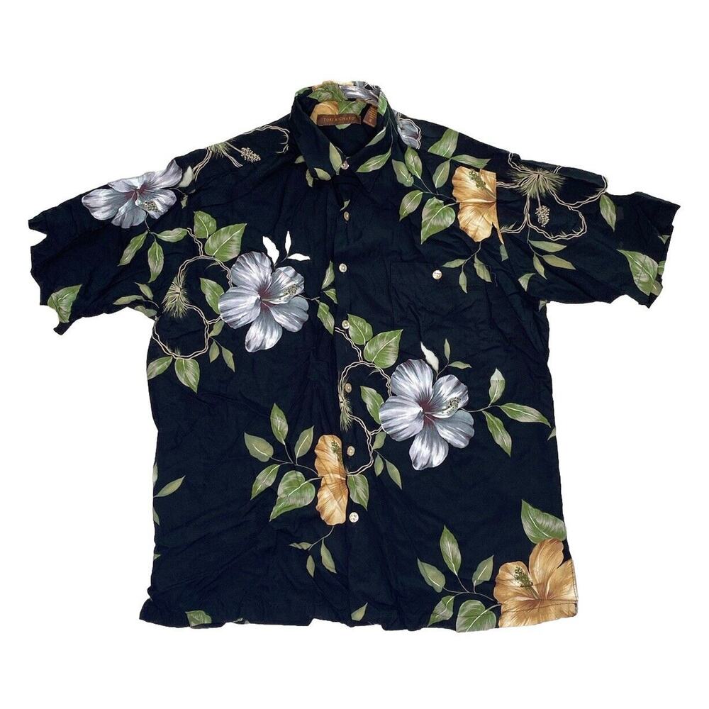 Tori Richard 100% Viscose Hawaiian Mens Medium Button Up Floral Aloha